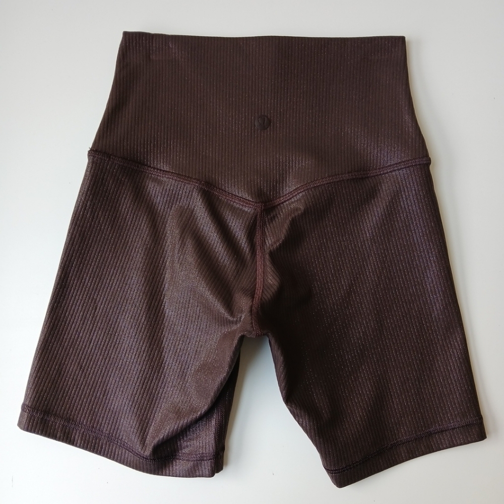 Lululemon Align High-Rise Ribbed Shorts Espresso Shine Women's 2